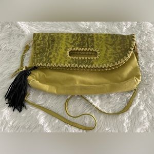 Vince Camuto Leather Jules‎ Foldover tassel Clutch crossbody bag